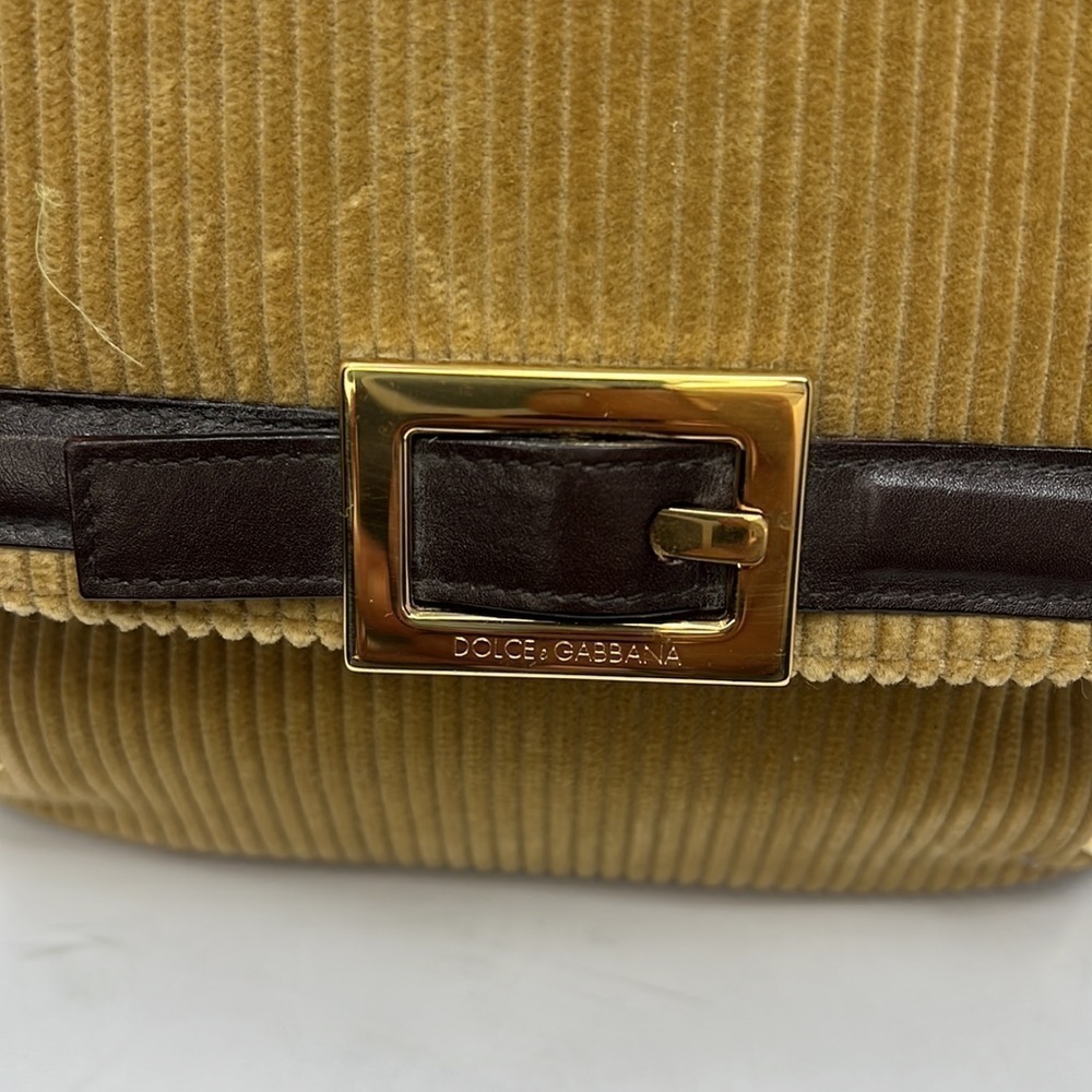Dolce & Gabbana Vintage Corduroy Leather Handbag Crossbody Chain - Picture 7 of 16